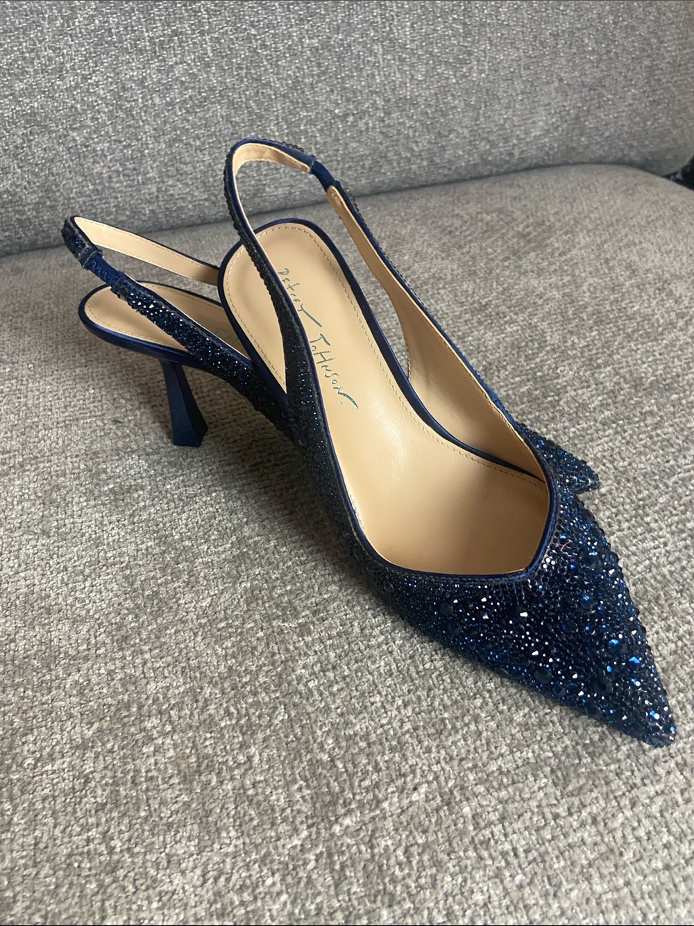 Betsey Johnson Navy Crystal Pointed Slingback Heels size 7M - Picture 14 of 16